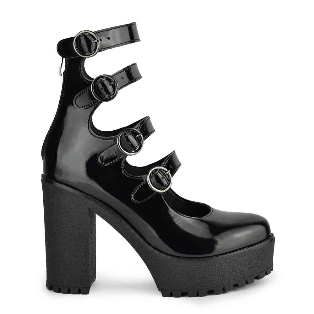 Altercore - Rossie Patent Vegan Platform Boots - Black